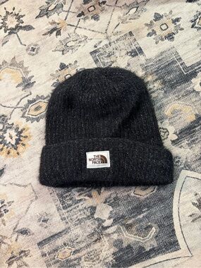 The North Face Black Cuffed Knit Beanie with Logo Patch